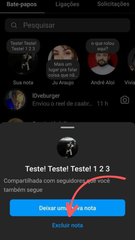 passo 1 para deletar nota instagram